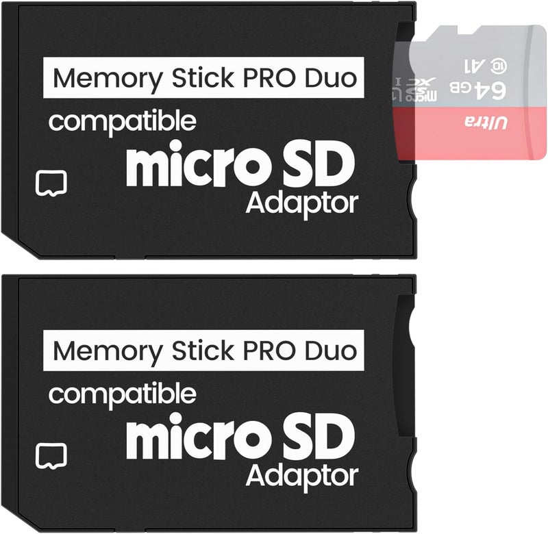 Pefishop 2 Pack Memory Stick Adapter,Micro SD to Memory Stick PRO Duo MagicGate Card, Compatible with PSP, Digital Cameras,Handycam - Image 1